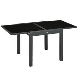 image-Extendable Outdoor Dining Table Patio Table with Aluminium Frame Black
