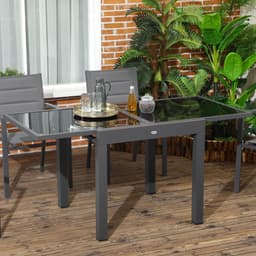 image-Extendable Outdoor Dining Table Patio Table with Aluminium Frame Black