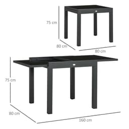 image-Extendable Outdoor Dining Table Patio Table with Aluminium Frame Black