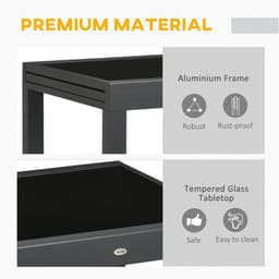 image-Extendable Outdoor Dining Table Patio Table with Aluminium Frame Black