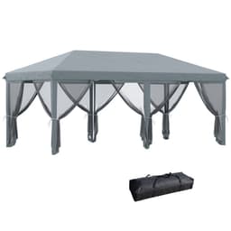 image-6 x 3m Pop Up Party Tent Canopy with 6 Removable Sidewalls Grey