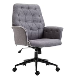 image-Office Chair Task Adjustable Height Mid Back Armrest Tilt Linen Grey