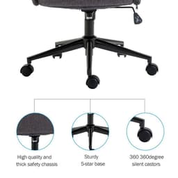 image-Office Chair Task Adjustable Height Mid Back Armrest Tilt Linen Grey