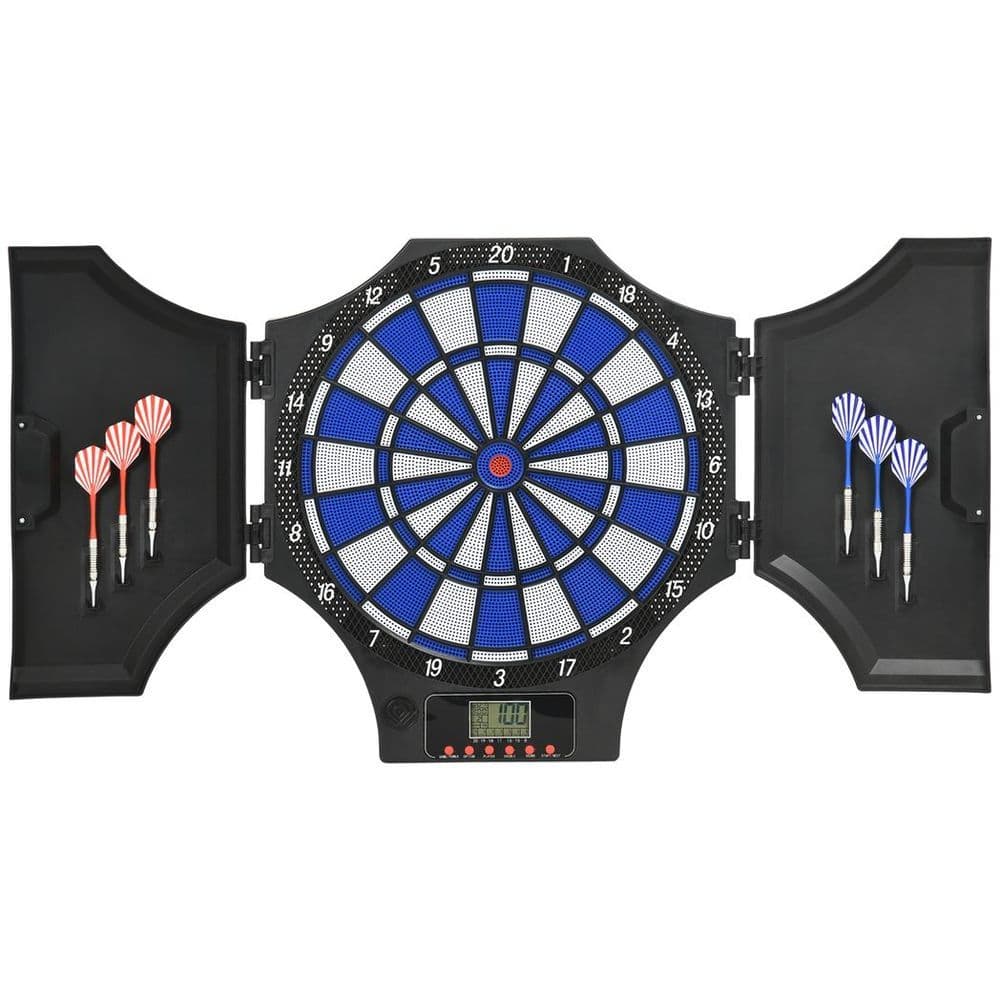 image-Electronic Dart Board Set with Cabinet, 31 Games, for 8 Players
