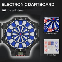 image-Electronic Dart Board Set with Cabinet, 31 Games, for 8 Players