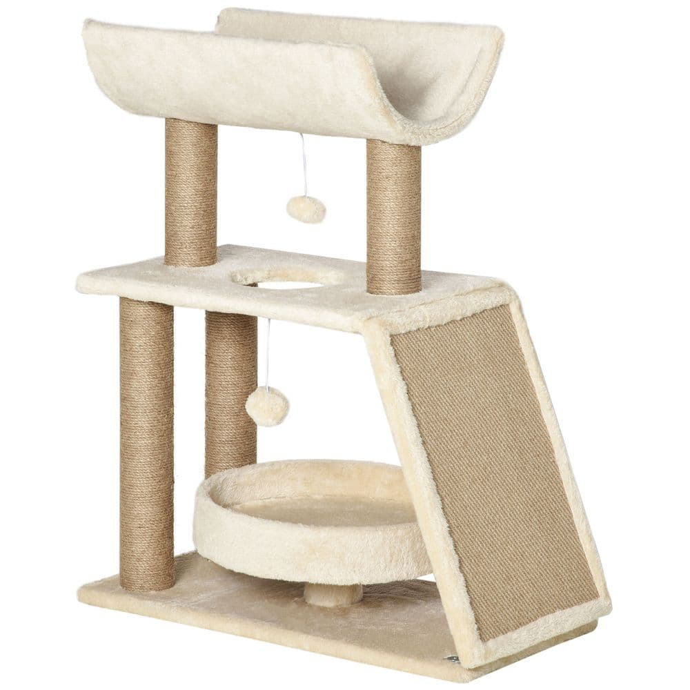 image-Cat Tree Kitten Tower w/ Scratching Post, Pad, Bed, Perch, Toy Ball