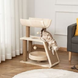 image-Cat Tree Kitten Tower w/ Scratching Post, Pad, Bed, Perch, Toy Ball