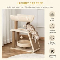 image-Cat Tree Kitten Tower w/ Scratching Post, Pad, Bed, Perch, Toy Ball