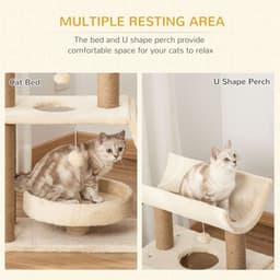 image-Cat Tree Kitten Tower w/ Scratching Post, Pad, Bed, Perch, Toy Ball