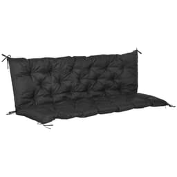 image-3 Seater Garden Bench Cushion Outdoor Seat Pad with Ties Black