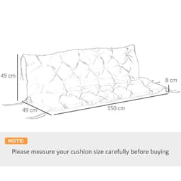 image-3 Seater Garden Bench Cushion Outdoor Seat Pad with Ties Black