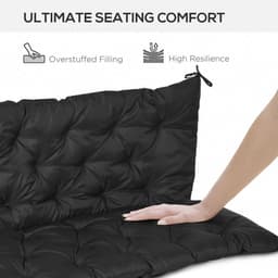 image-3 Seater Garden Bench Cushion Outdoor Seat Pad with Ties Black