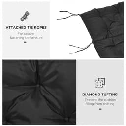 image-3 Seater Garden Bench Cushion Outdoor Seat Pad with Ties Black