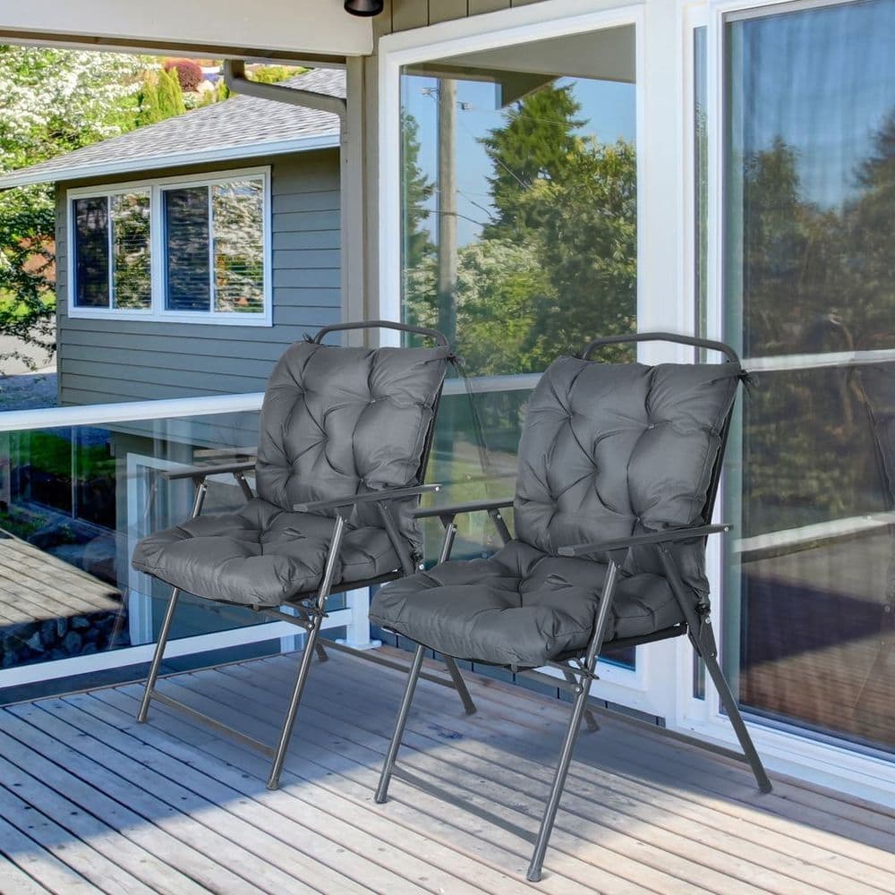 image-Set of 2 Garden Chair Cushions Seat Pad for Outdoor & Indoor Use