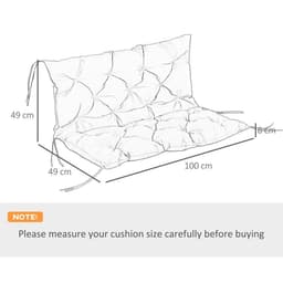 image-2 Seater Garden Bench Cushion Outdoor Seat Pad with Ties Black