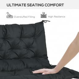 image-2 Seater Garden Bench Cushion Outdoor Seat Pad with Ties Black