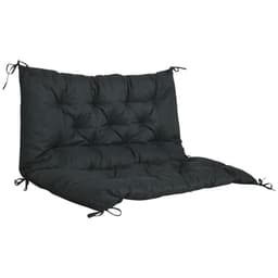 image-2 Seater Garden Bench Cushion Outdoor Seat Pad with Ties Black