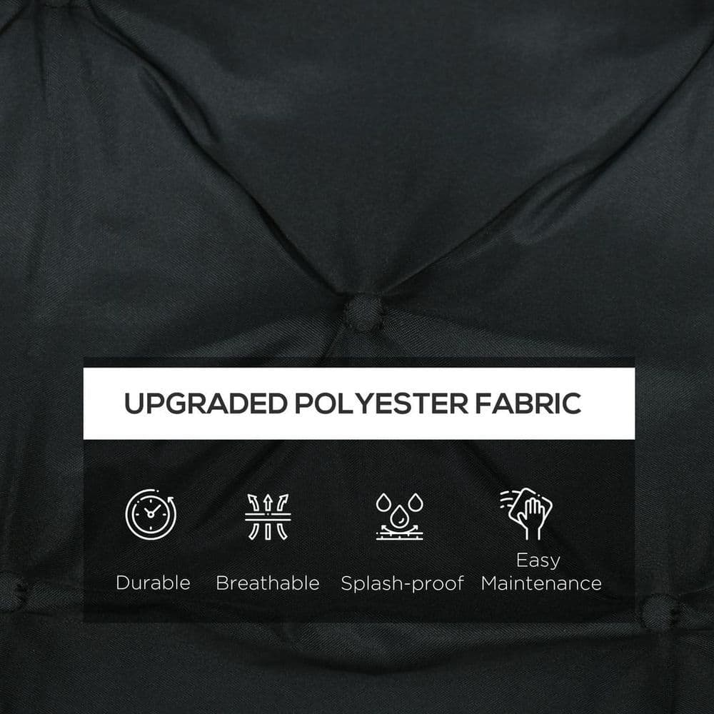 image-2 Seater Garden Bench Cushion Outdoor Seat Pad with Ties Black