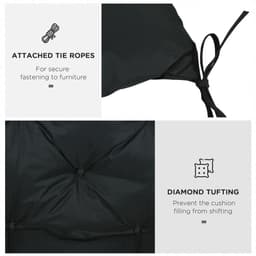 image-2 Seater Garden Bench Cushion Outdoor Seat Pad with Ties Black