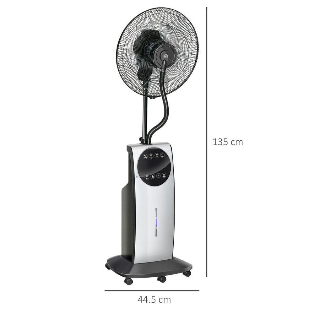 image-Pedestal Fan with Water Mist Spray Standing Fan w/ 3.1L Water Tank Black
