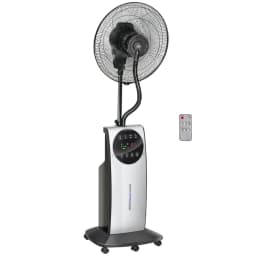 image-Pedestal Fan with Water Mist Spray Standing Fan w/ 3.1L Water Tank Black