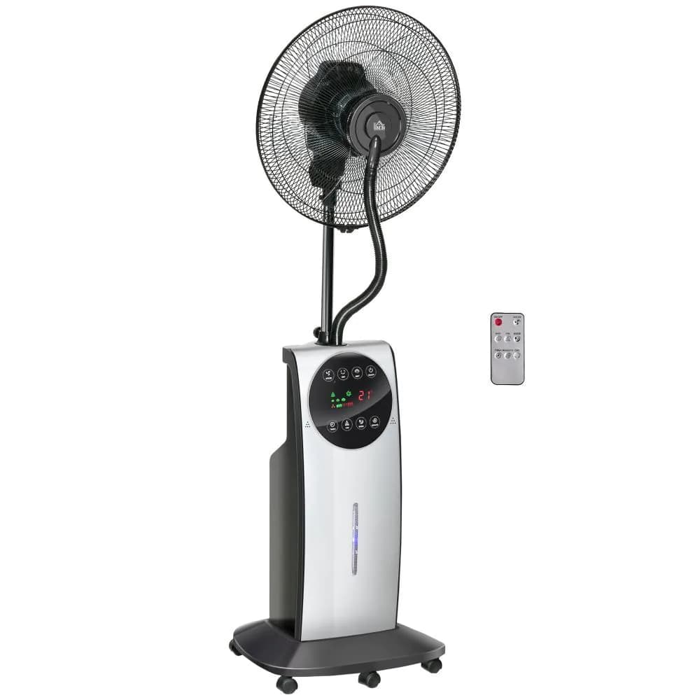 image-Pedestal Fan with Water Mist Spray Standing Fan w/ 3.1L Water Tank Black