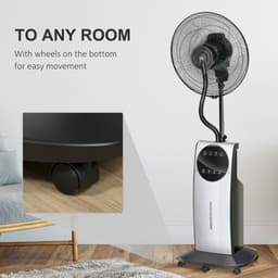 image-Pedestal Fan with Water Mist Spray Standing Fan w/ 3.1L Water Tank Black