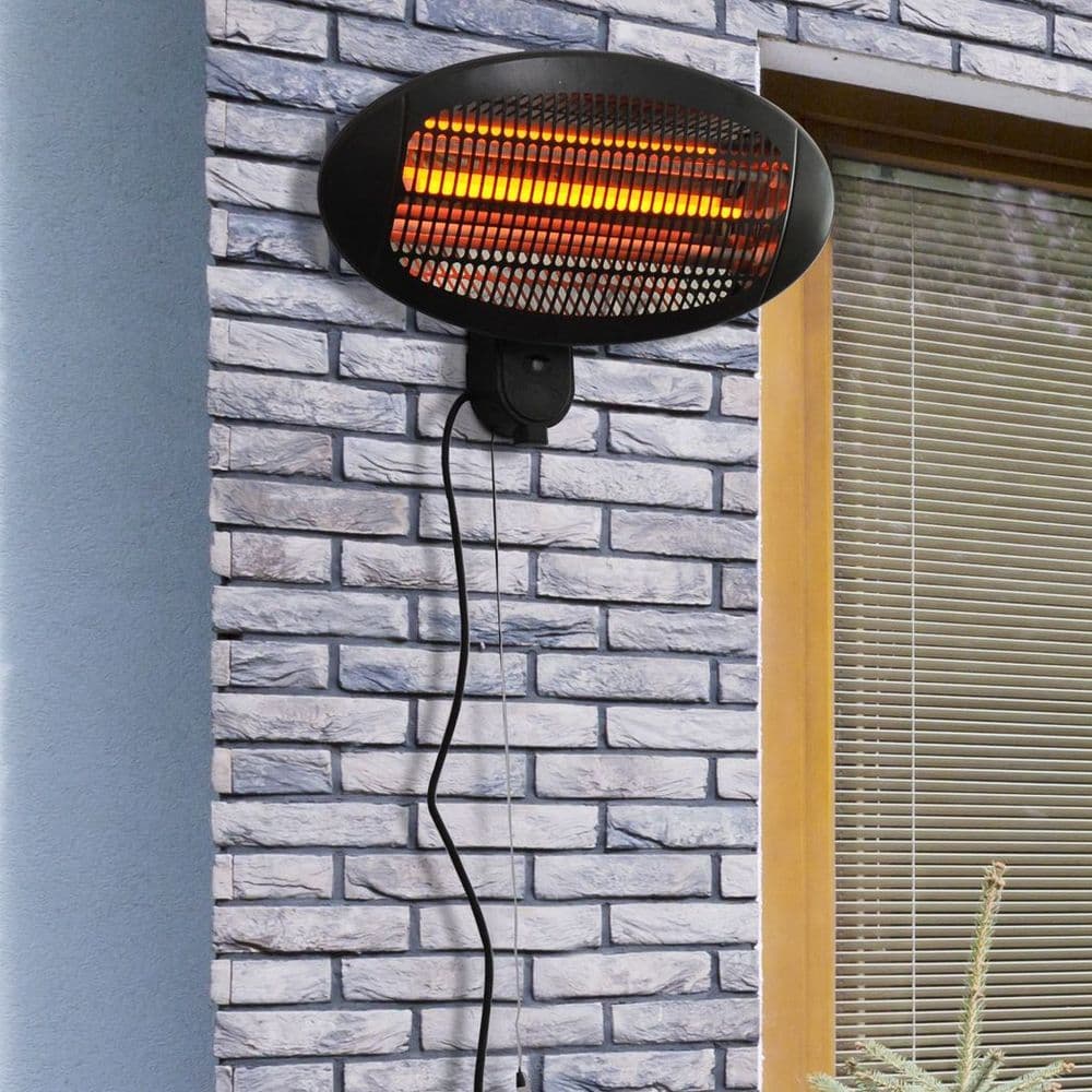 image-2kW Patio Heater Garden Wall Mount Electric Aluminium 3 Power Setting
