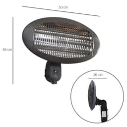image-2kW Patio Heater Garden Wall Mount Electric Aluminium 3 Power Setting