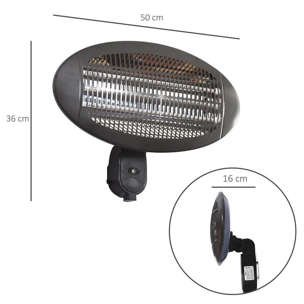 image-2kW Patio Heater Garden Wall Mount Electric Aluminium 3 Power Setting
