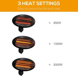 image-2kW Patio Heater Garden Wall Mount Electric Aluminium 3 Power Setting
