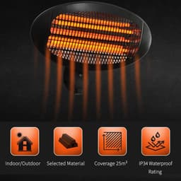 image-2kW Patio Heater Garden Wall Mount Electric Aluminium 3 Power Setting