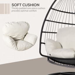image-Rattan Weave Hanging Egg Chair w/ Folding Design Indoor & Outdoor Black