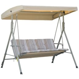 image-3 Person Porch Swing Chair Outdoor Lounge Bench Canopy Light Brown