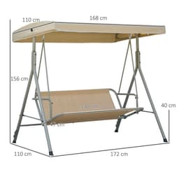 image-3 Person Porch Swing Chair Outdoor Lounge Bench Canopy Light Brown