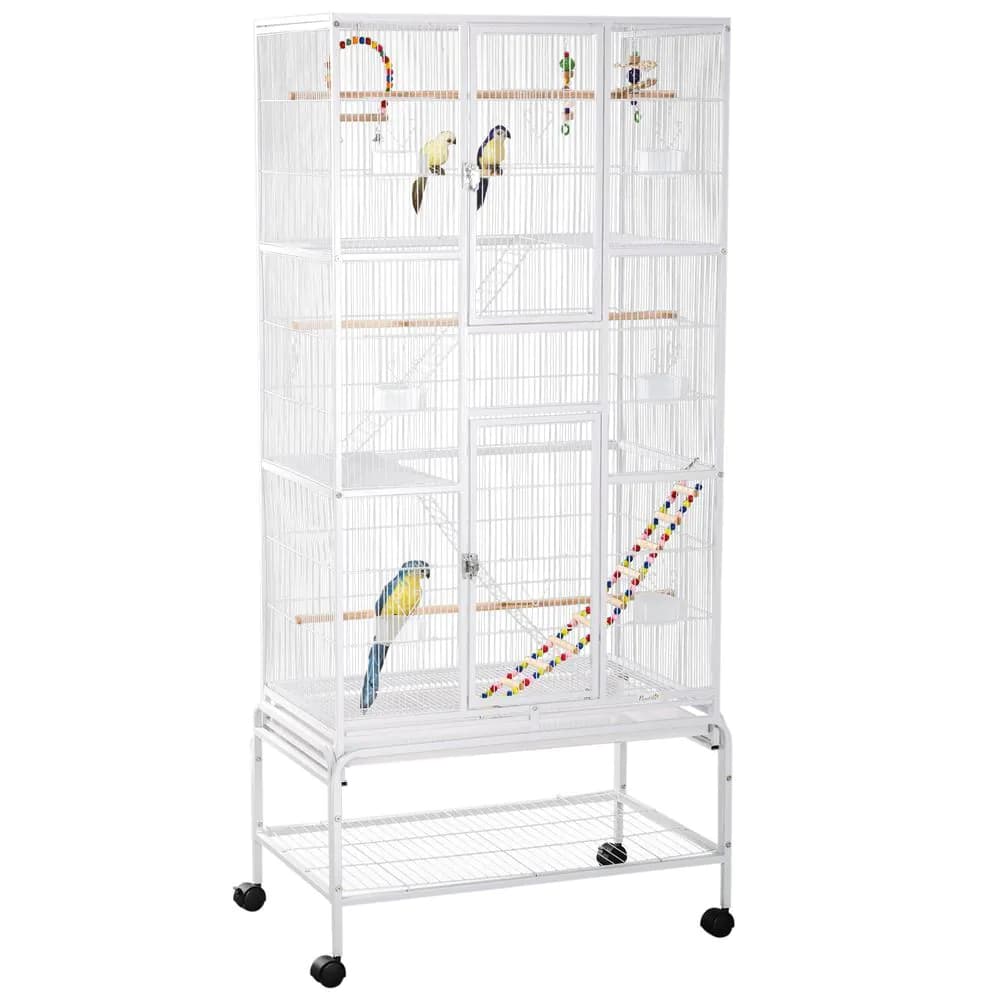 image-3 Tier Bird Cage W/ Stand Toy, for Canary Finch Cockatiel Parakeet Budgie