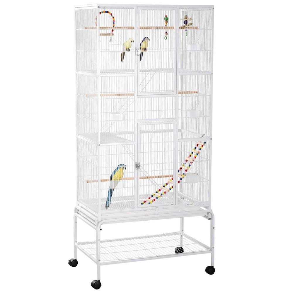image-3 Tier Bird Cage W/ Stand Toy, for Canary Finch Cockatiel Parakeet Budgie