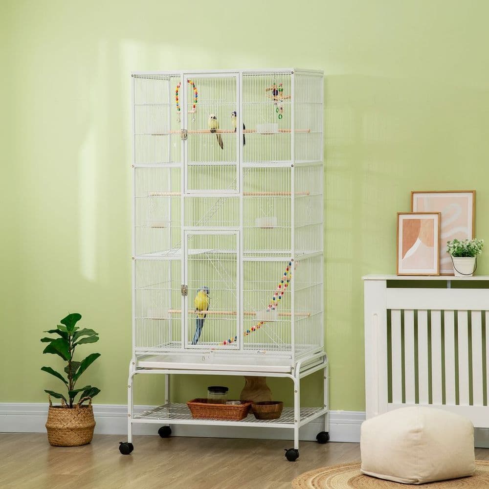 image-3 Tier Bird Cage W/ Stand Toy, for Canary Finch Cockatiel Parakeet Budgie