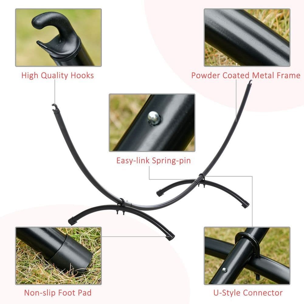 image-3(m) Metal Hammock Stand Frame Replacement Garden Outdoor Patio