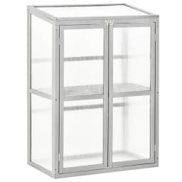 image-Wood Cold Frame Greenhouse Outdoor Indoor PC Board 76 x 47 x 110cm Grey
