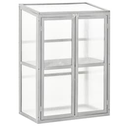 image-Wood Cold Frame Greenhouse Outdoor Indoor PC Board 76 x 47 x 110cm Grey