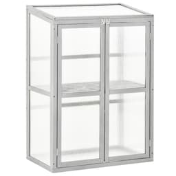 image-Wood Cold Frame Greenhouse Outdoor Indoor PC Board 76 x 47 x 110cm Grey
