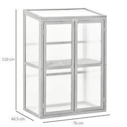 image-Wood Cold Frame Greenhouse Outdoor Indoor PC Board 76 x 47 x 110cm Grey