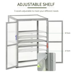 image-Wood Cold Frame Greenhouse Outdoor Indoor PC Board 76 x 47 x 110cm Grey