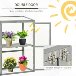 image-Wood Cold Frame Greenhouse Outdoor Indoor PC Board 76 x 47 x 110cm Grey