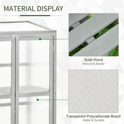 image-Wood Cold Frame Greenhouse Outdoor Indoor PC Board 76 x 47 x 110cm Grey