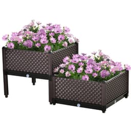 image-2-Piece Raised Garden Bed Planter Box for Flowers, Vegetables, Herbs