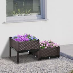 image-2-Piece Raised Garden Bed Planter Box for Flowers, Vegetables, Herbs