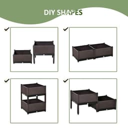 image-2-Piece Raised Garden Bed Planter Box for Flowers, Vegetables, Herbs
