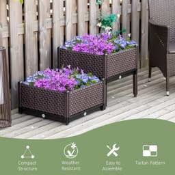 image-2-Piece Raised Garden Bed Planter Box for Flowers, Vegetables, Herbs